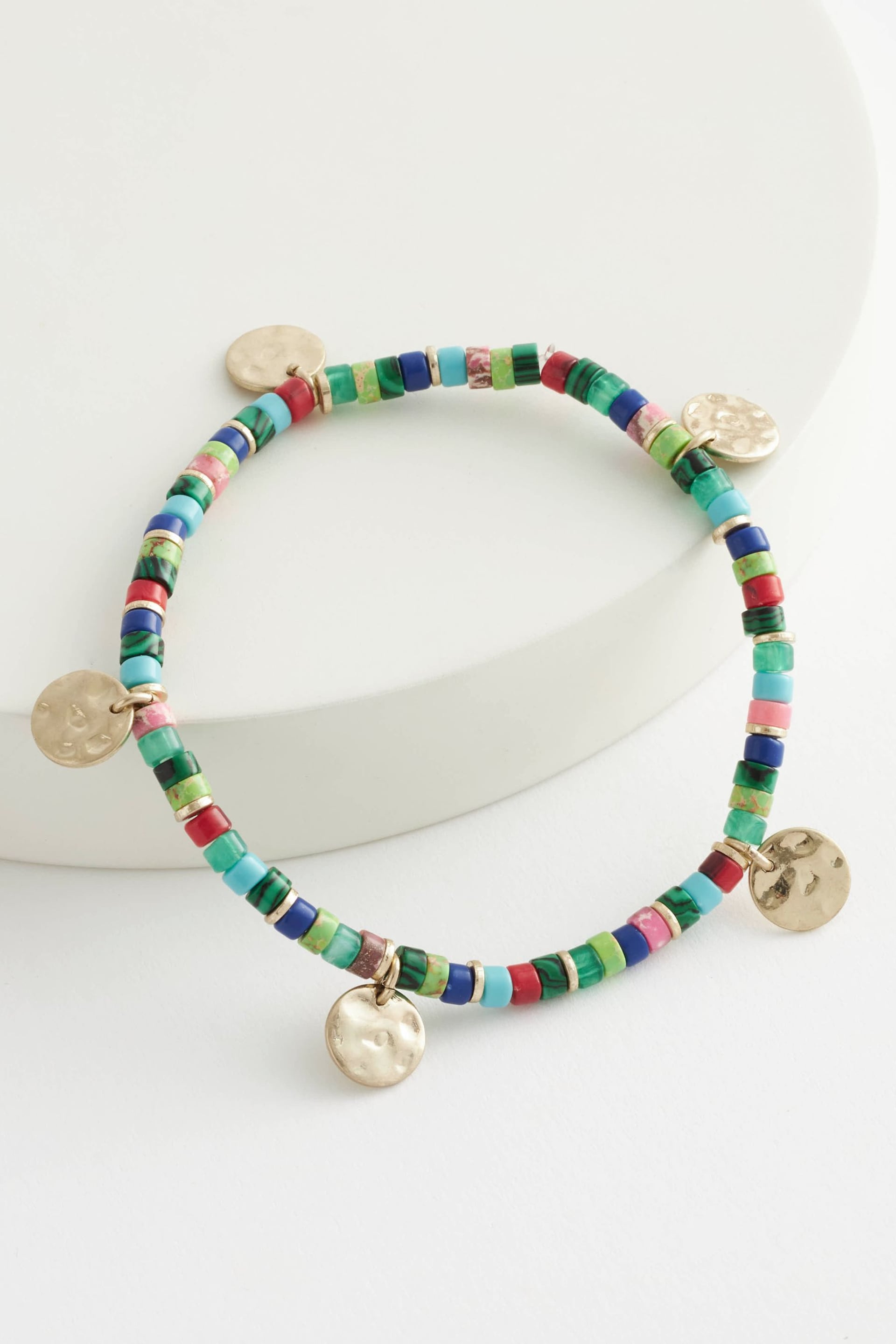 Multicolour Beaded Stretch Anklet - Image 1 of 2