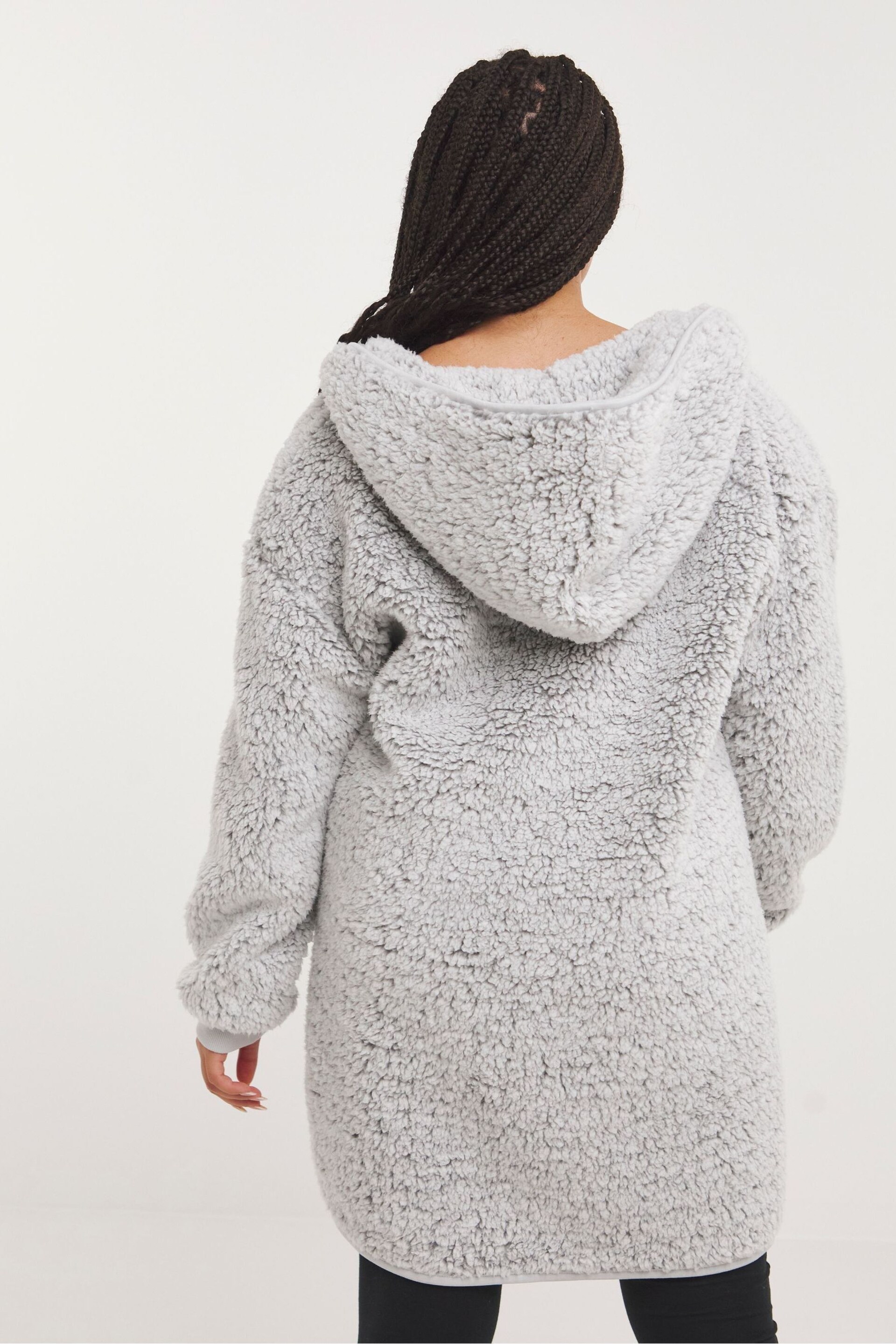 Simply Be Grey Pretty Secrets Ribbed Cuff Cardigan - Image 2 of 4