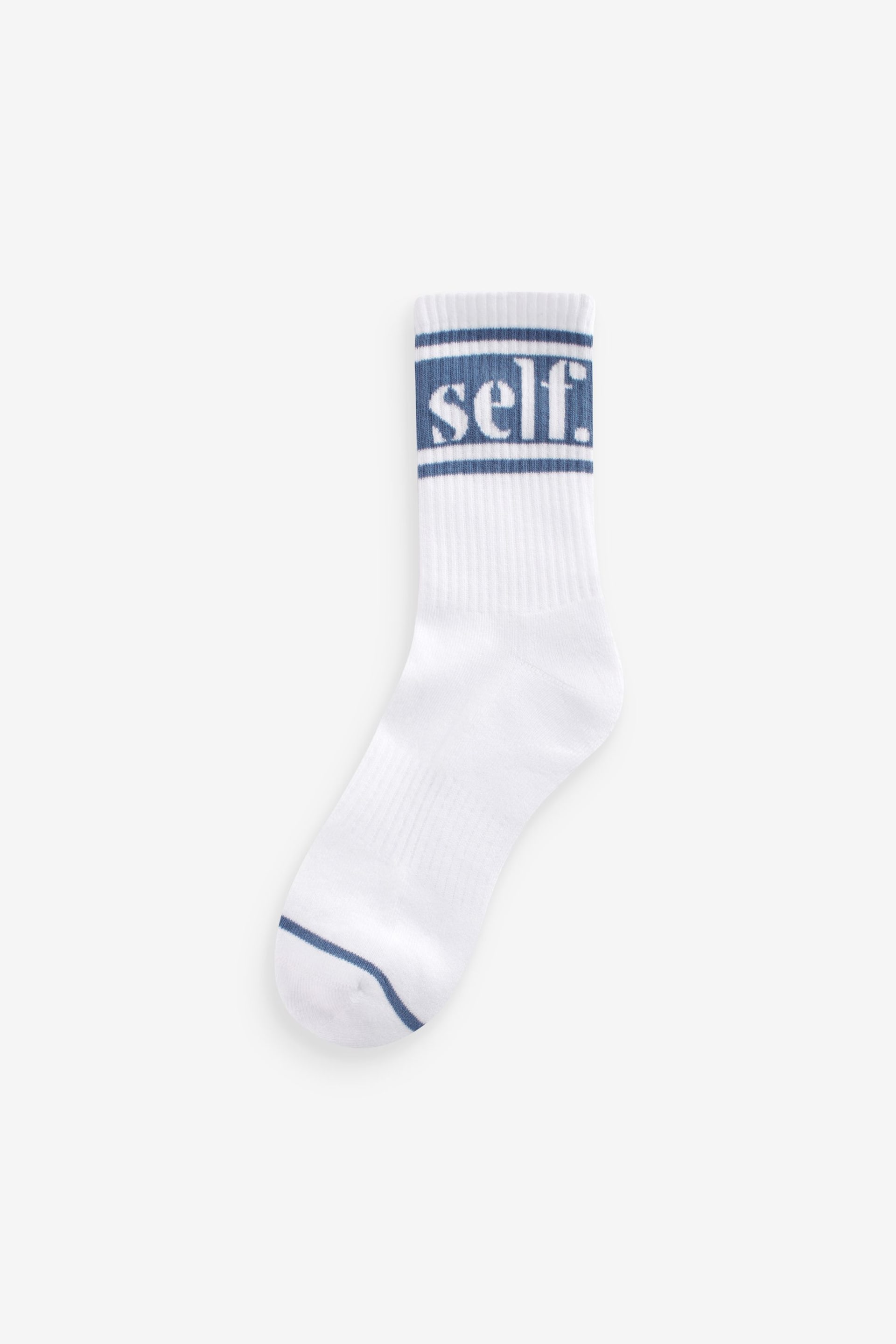 self. Pink/Navy/ Teal Cushioned Sole Ribbed Slogan Ankle Socks 3 Pack - Image 2 of 5