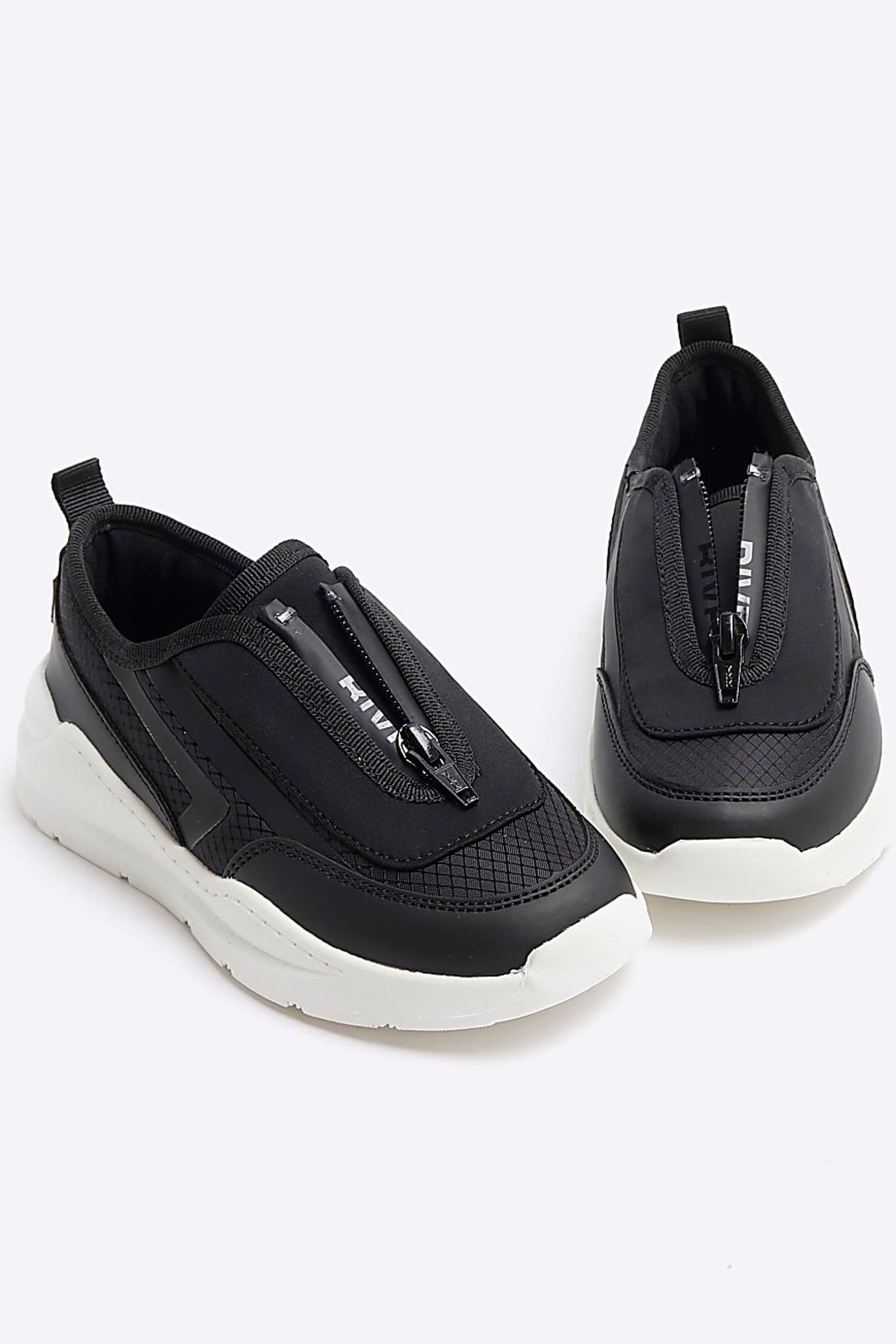Buy River Island Black Boys Zip Front Runner Trainers from Next Luxembourg