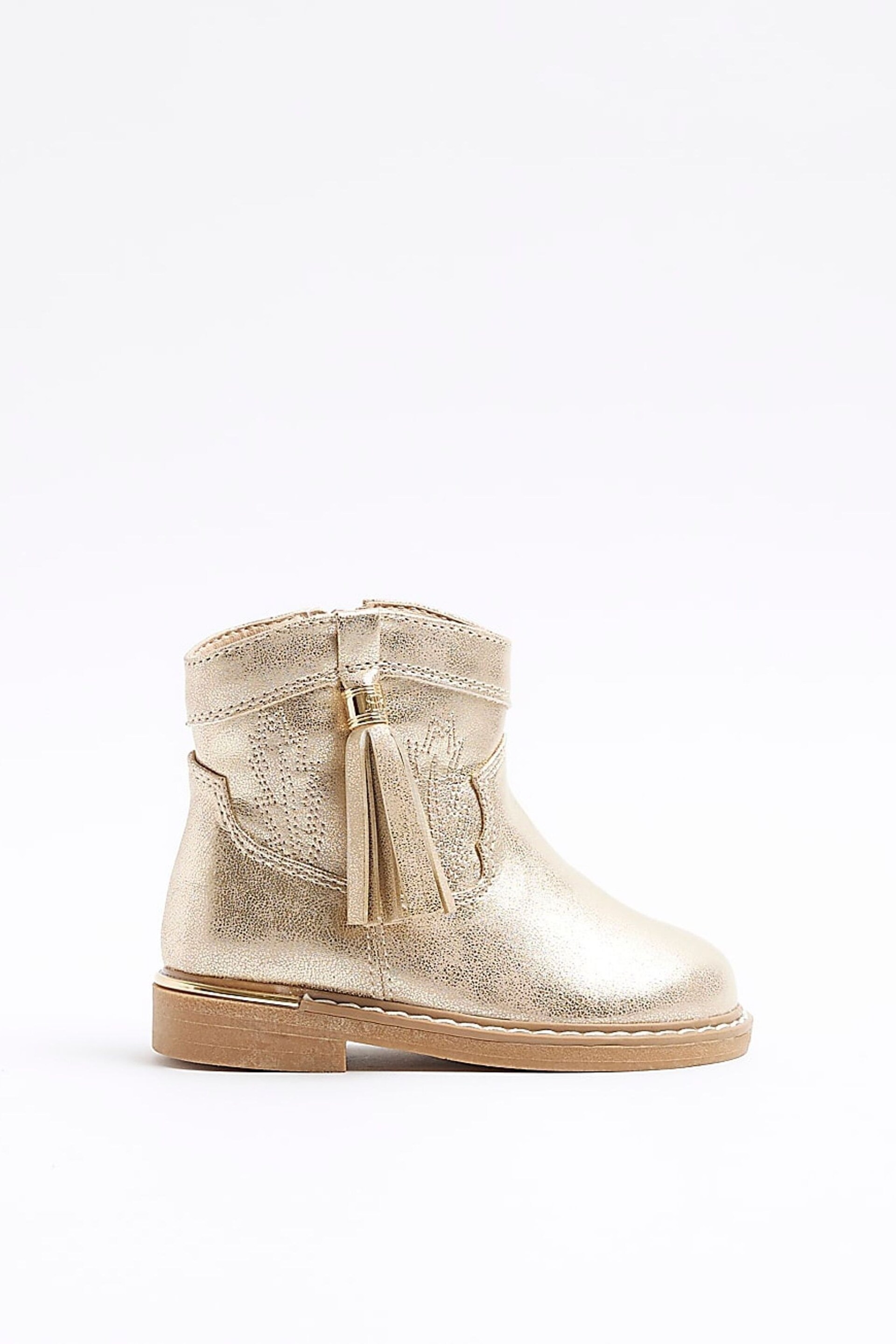 River Island Gold Girls Tassel Western Boots - Image 1 of 5