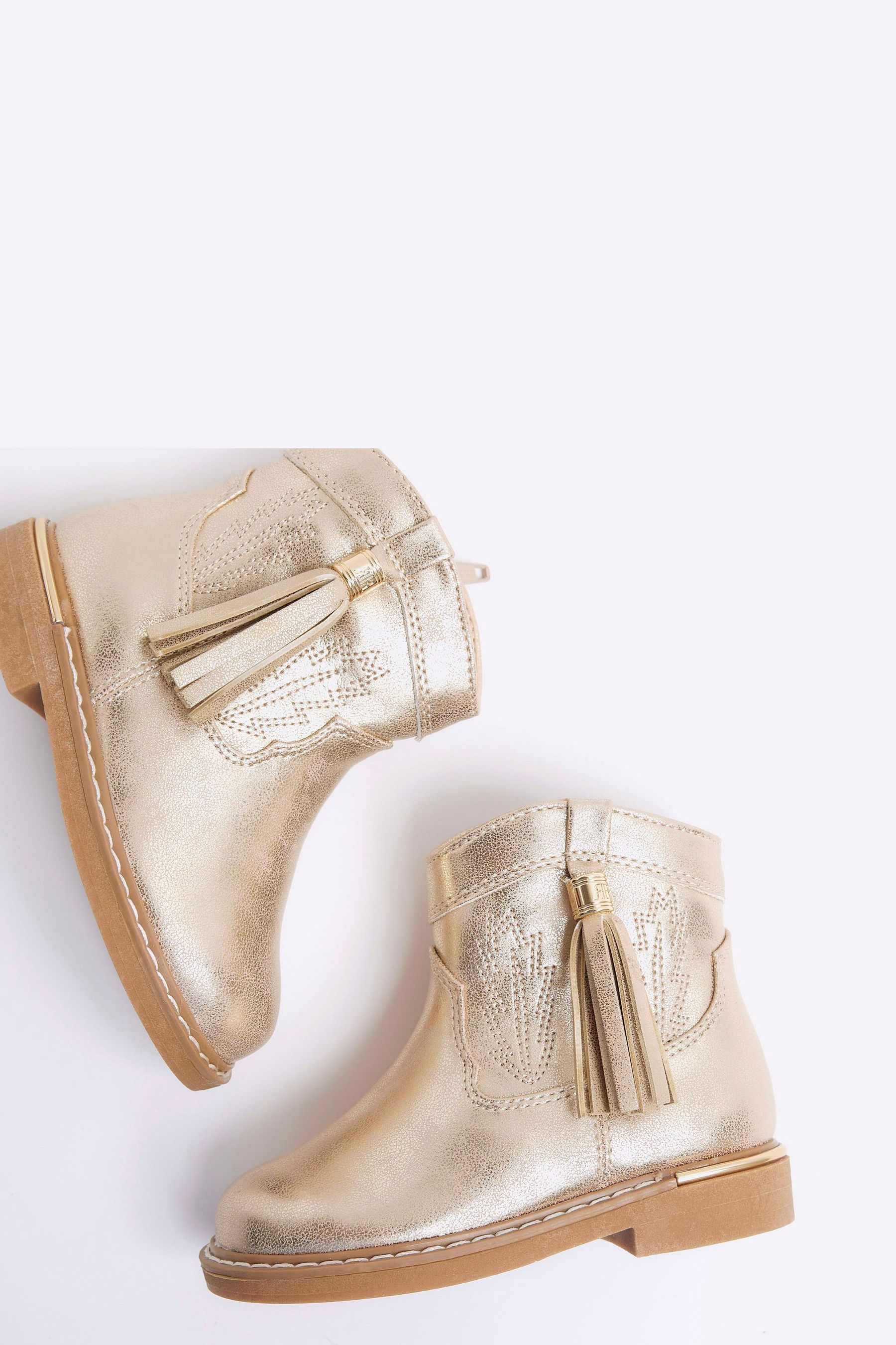 Buy River Island Gold Girls Tassel Western Boots from Next Canada