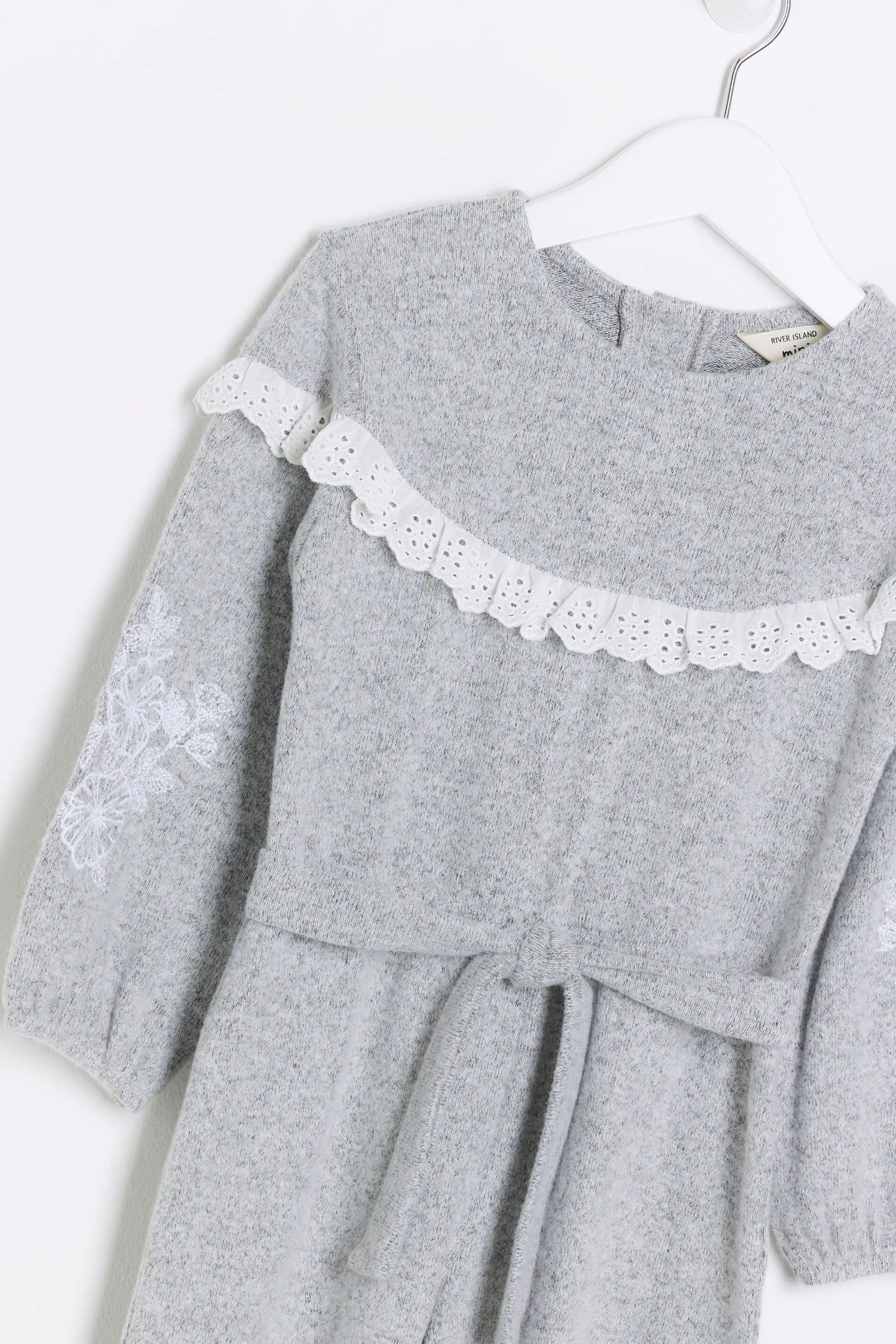 River Island Grey Mini Girls Cosy Jumpsuit - Image 3 of 4