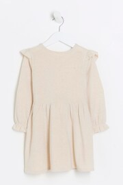 River Island Brown Mini Cosy Embroidery Girls Dress - Image 2 of 4
