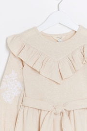 River Island Brown Mini Cosy Embroidery Girls Dress - Image 3 of 4