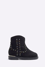 River Island Black Girls Black Studded Western Boots - Image 1 of 5