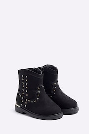 River Island Black Girls Black Studded Western Boots - Image 2 of 5