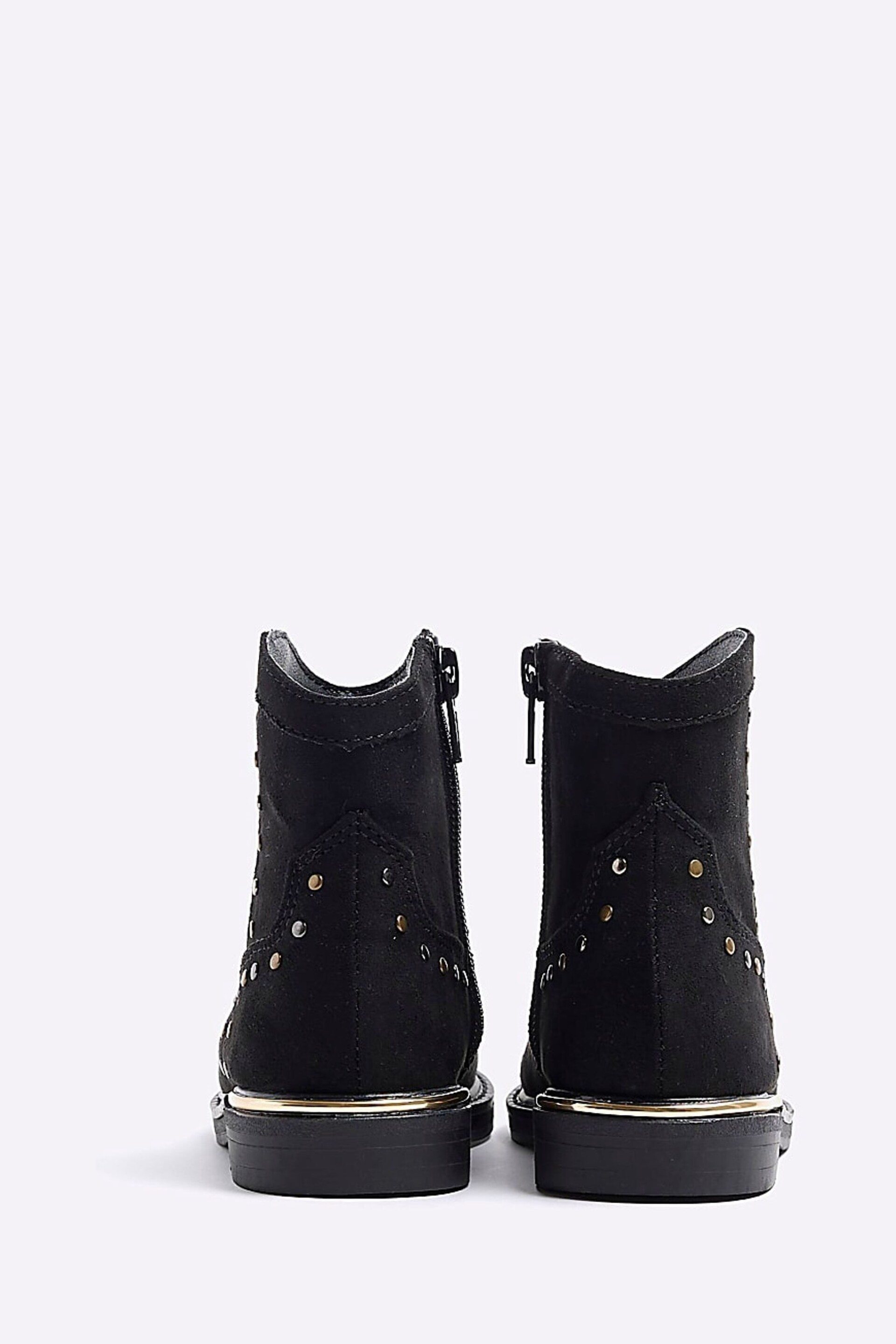 River Island Black Girls Black Studded Western Boots - Image 4 of 5