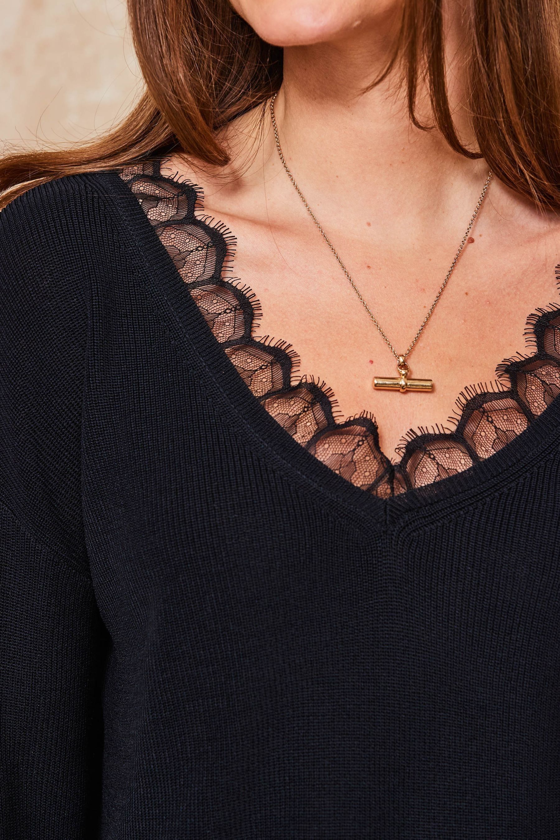 Buy Sosandar Black Lace Trim Jumper from Next Luxembourg