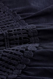 Navy Short Sleeve Crochet Bubblehem Top - Image 5 of 5