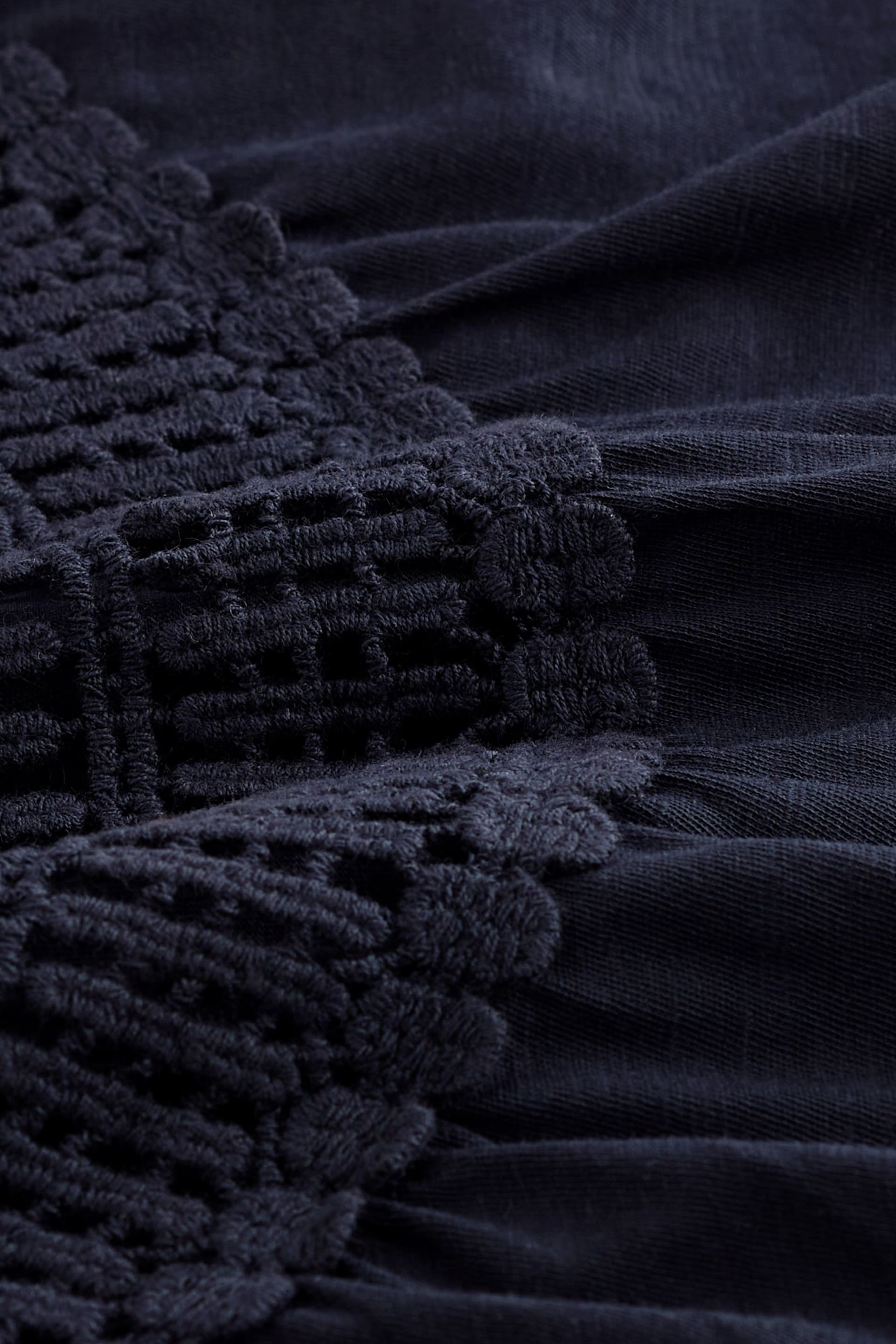 Navy Short Sleeve Crochet Bubblehem Top - Image 5 of 5