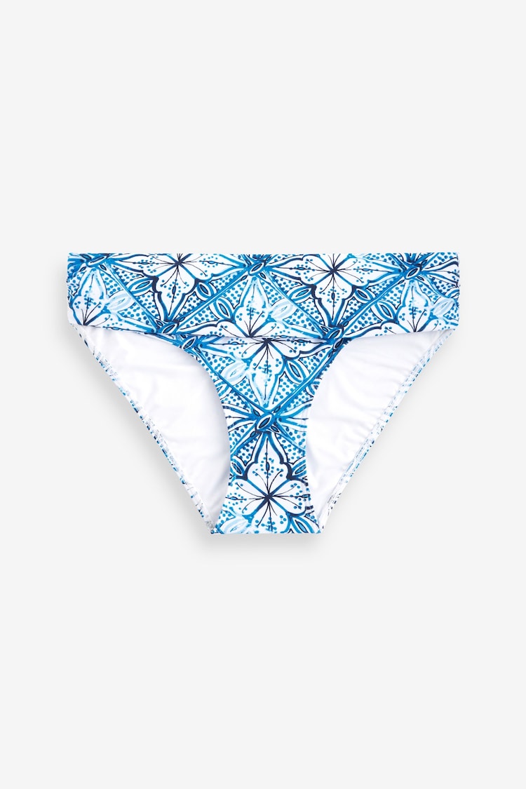 Blue/White Tile Roll Top Bikini Bottoms - Image 4 of 4