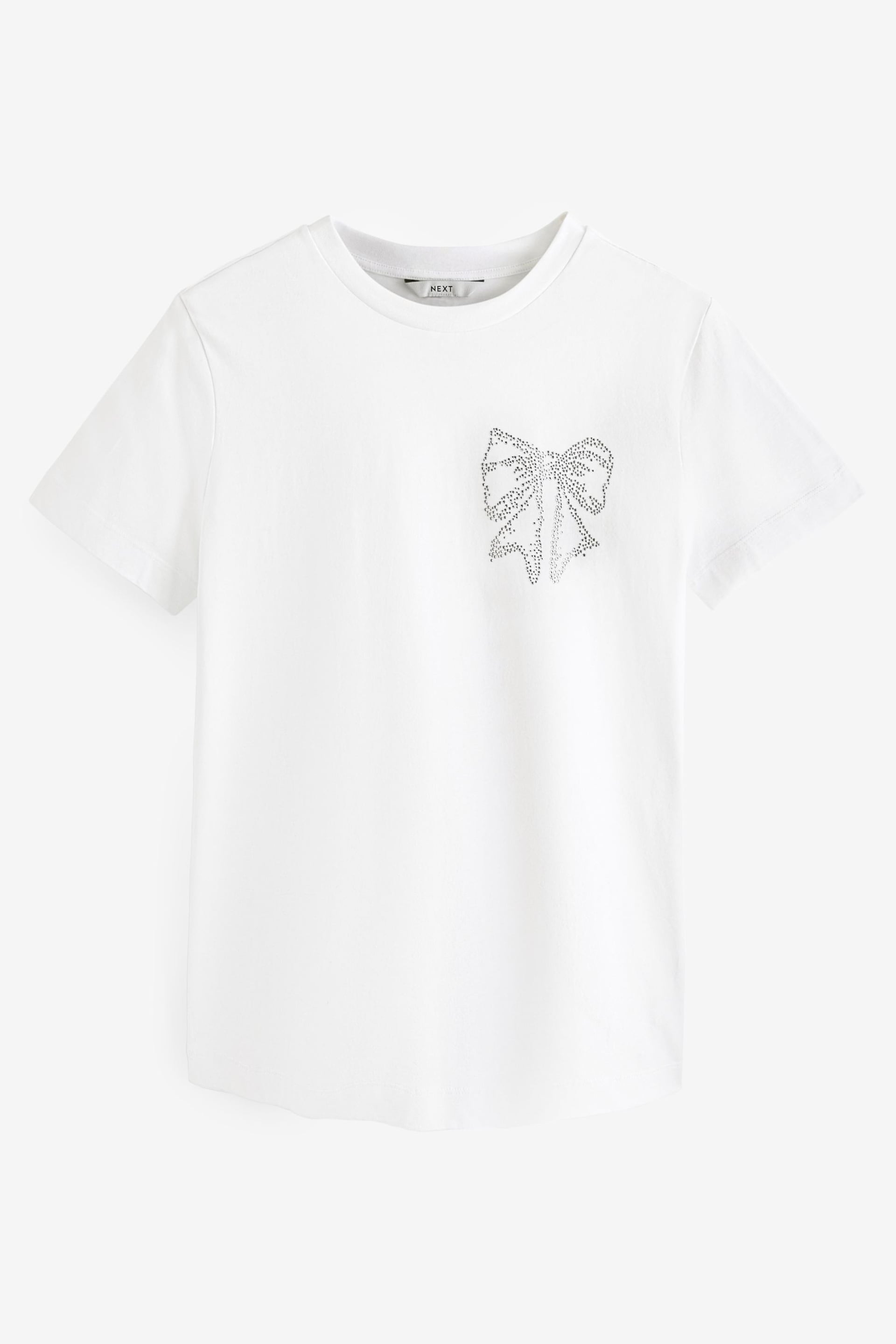 White Bow Embellished T-Shirt - Image 4 of 5
