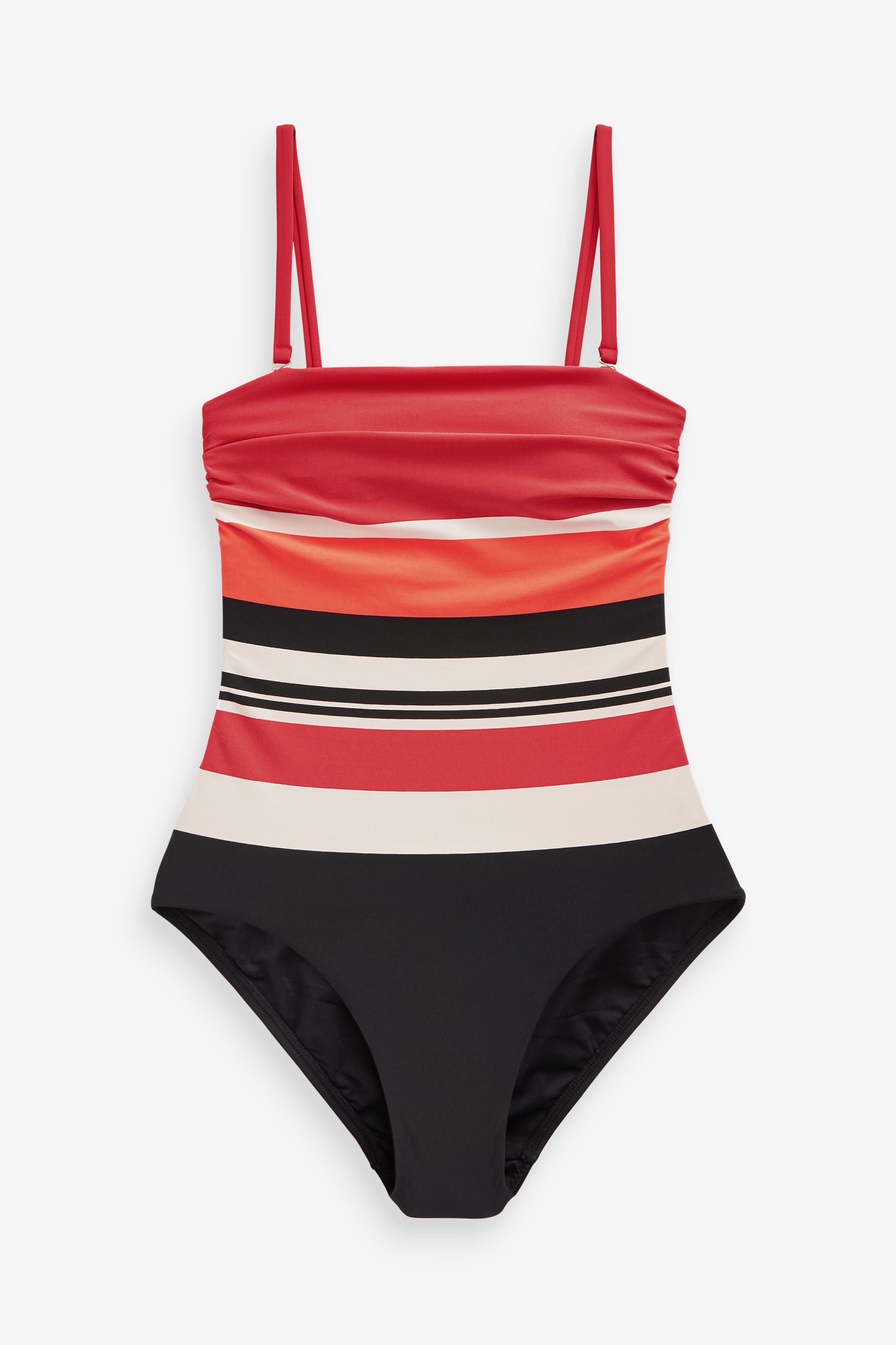 Buy Red Black Stripe Bandeau Tummy Control Swimsuit from Next Luxembourg