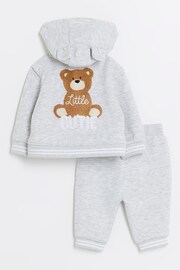 River Island Pink Baby Boys Teddy Bear Sweat Set - Image 2 of 5