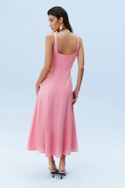 Pink Linen Blend Midi Dress - Image 4 of 7