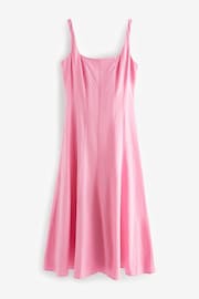 Pink Linen Blend Midi Dress - Image 6 of 7