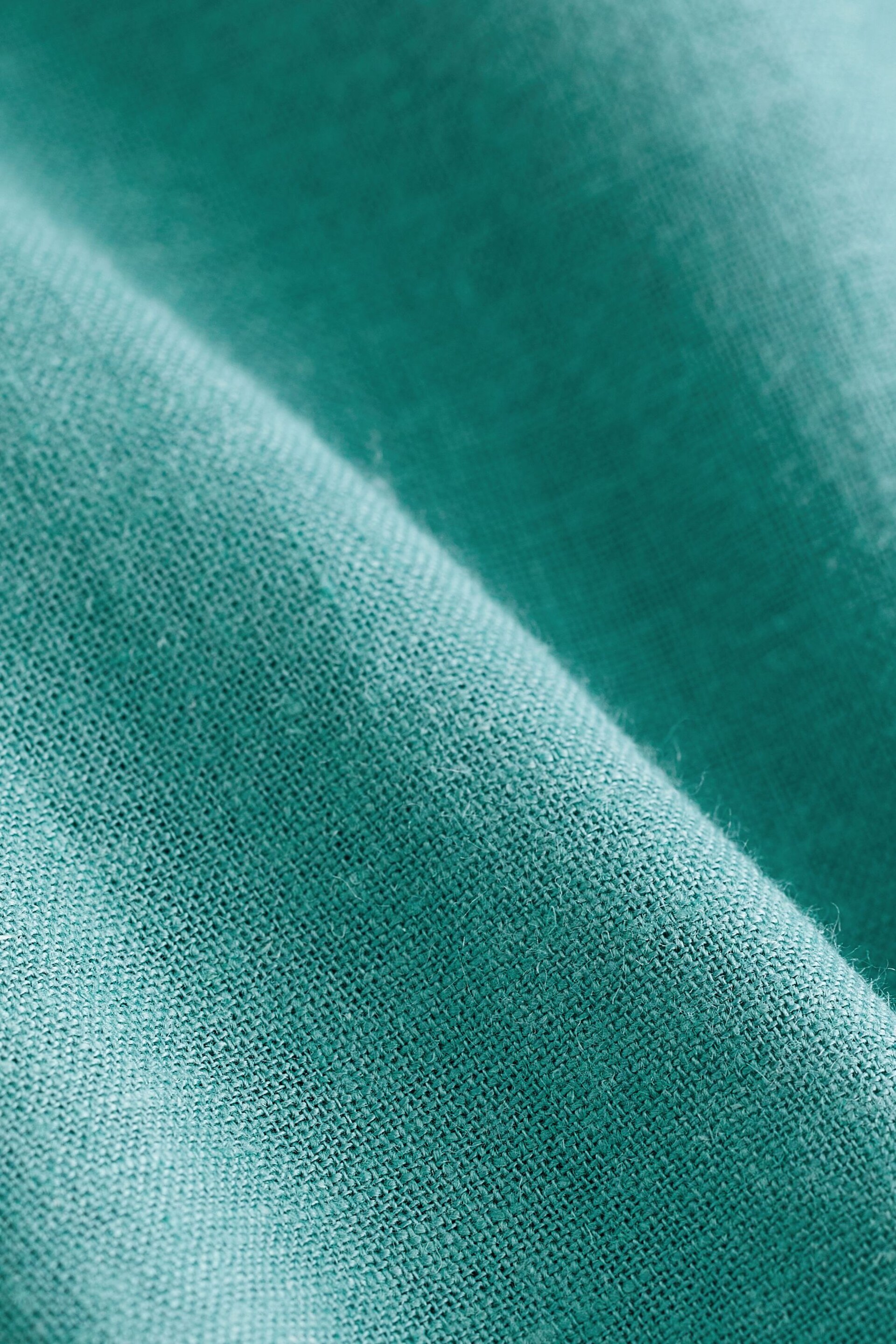 Teal Blue Linen Blend Midi Dress - Image 7 of 7