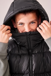 Black Hooded Padded Gilet (3-16yrs) - Image 7 of 12