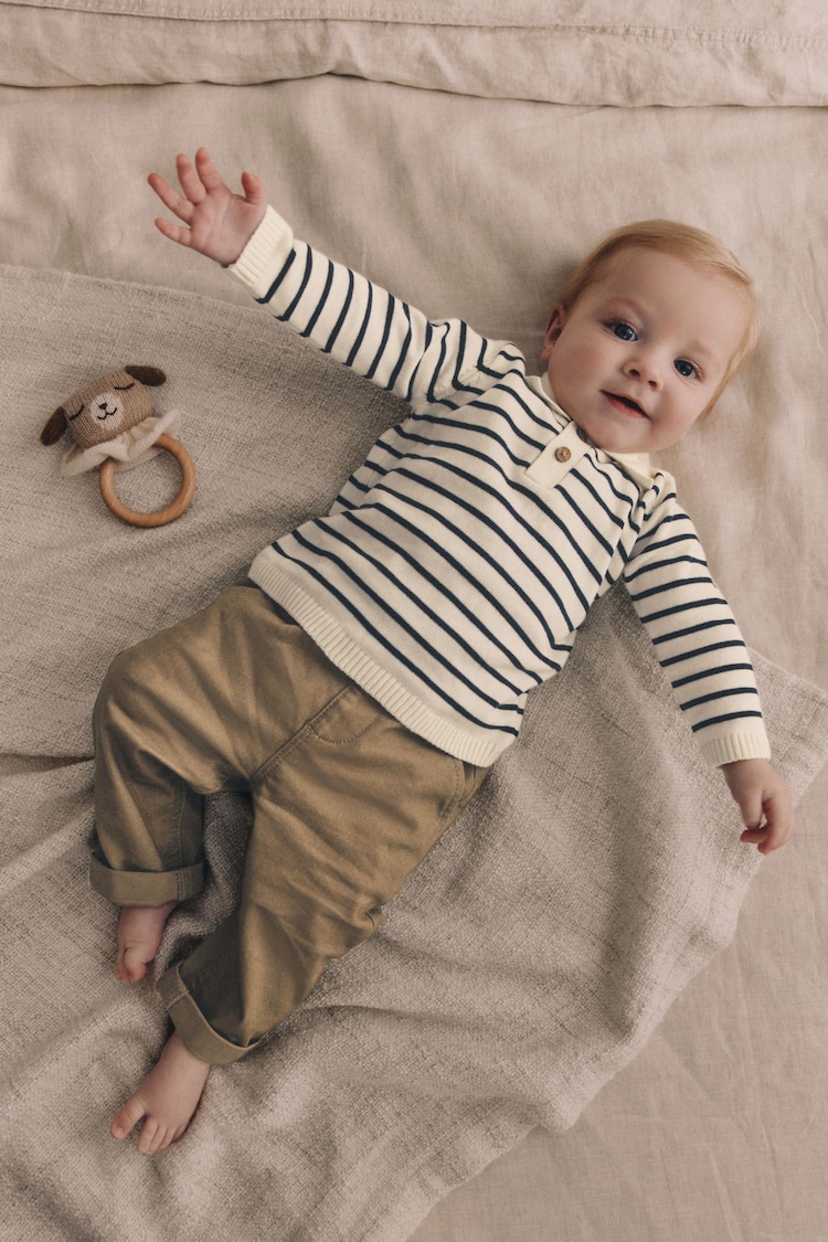 Navy Stripe Baby Woven100% Cotton  Top and Trousers Set (0mths-2yrs) - Image 2 of 18