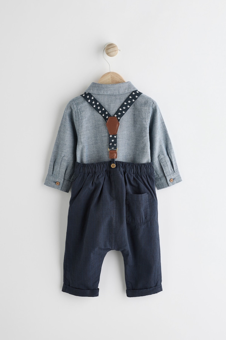 Bleumarin - Bebeluși set de 3 piese cu cămașă, Pantaloni și bretele (0ms-2yrs) - Image 2 of 10