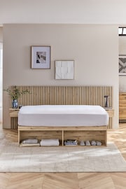 Light Oak Effect Bronx Wooden Hotel Bed Frame with Platform Storage and Bedside Tables - Image 2 of 6