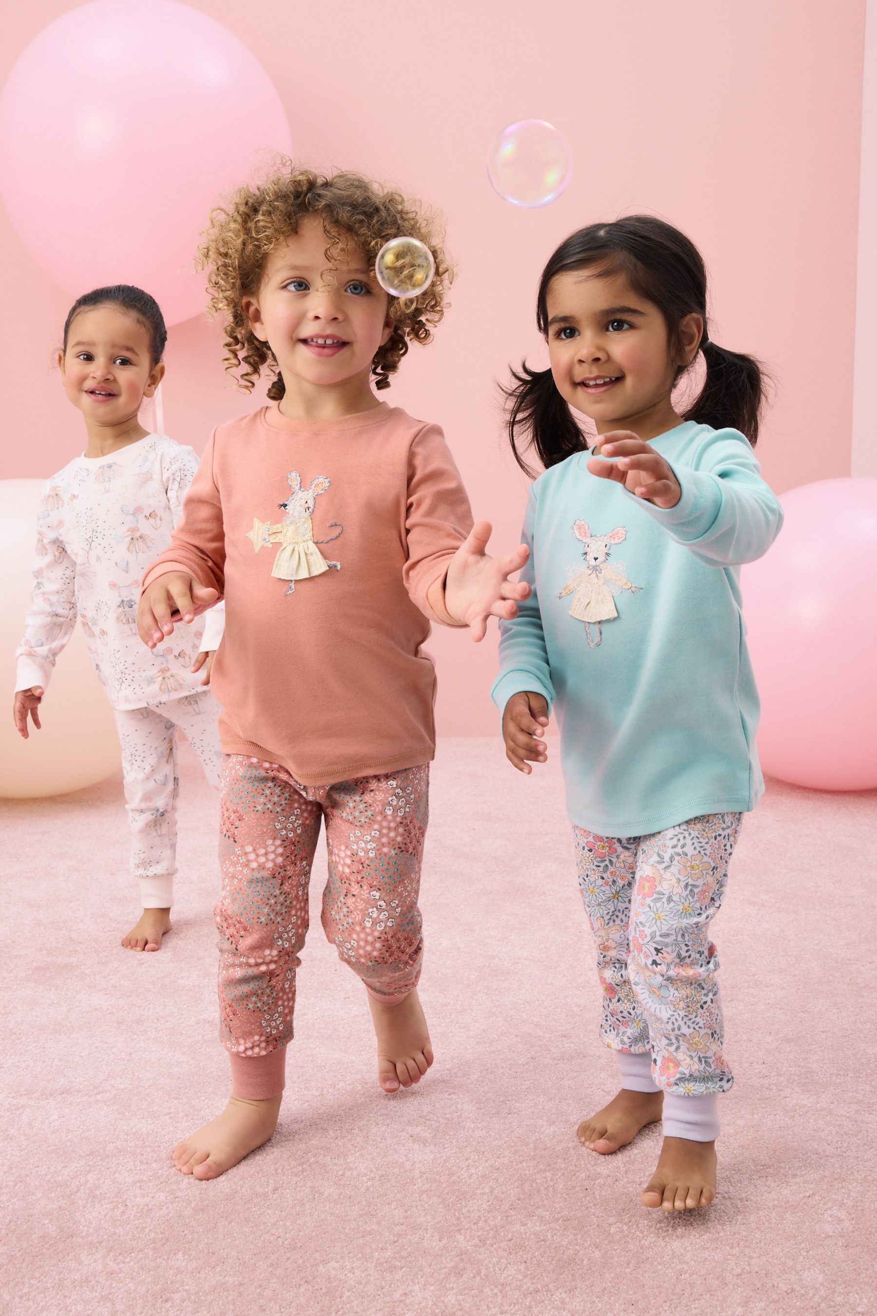 Buy Blue Pink Mouse 3 Pack 100 Cotton Long Sleeve Snuggle Pyjamas 9mths 16yrs from the Next UK online shop