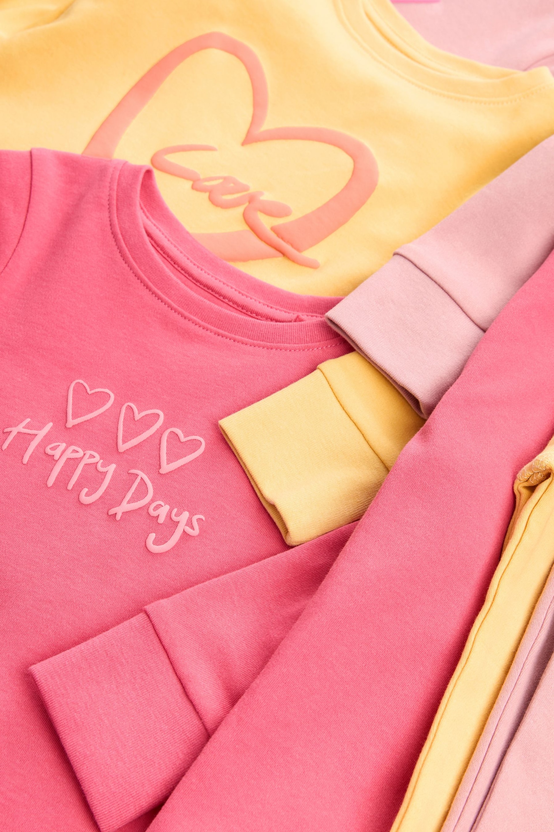 Pink/Yellow Slogan Printed Pyjamas 3 Pack (9mths-12yrs) - Image 10 of 10