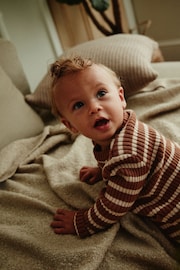 Brown Stripe Baby Knitted Rib Top and Leggings Set (0mths-2yrs) - Image 3 of 12