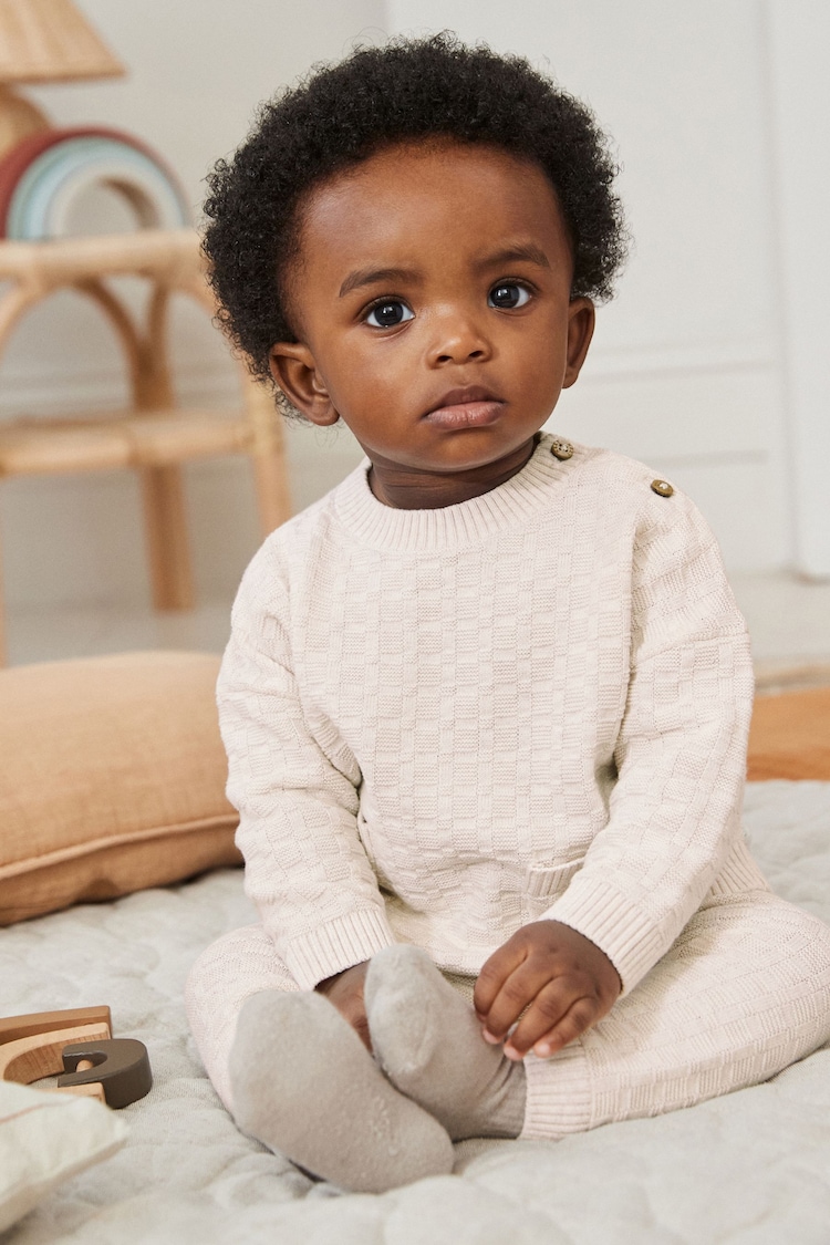 Neutral Textured Knit Top and Leggings Baby Set (0mths-3yrs) - Image 1 of 14