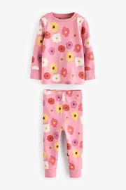 Pink/ Tan/ White Retro Floral 100% Cotton Floral Pyjamas 3 Pack (9mths-16yrs) - Image 3 of 6