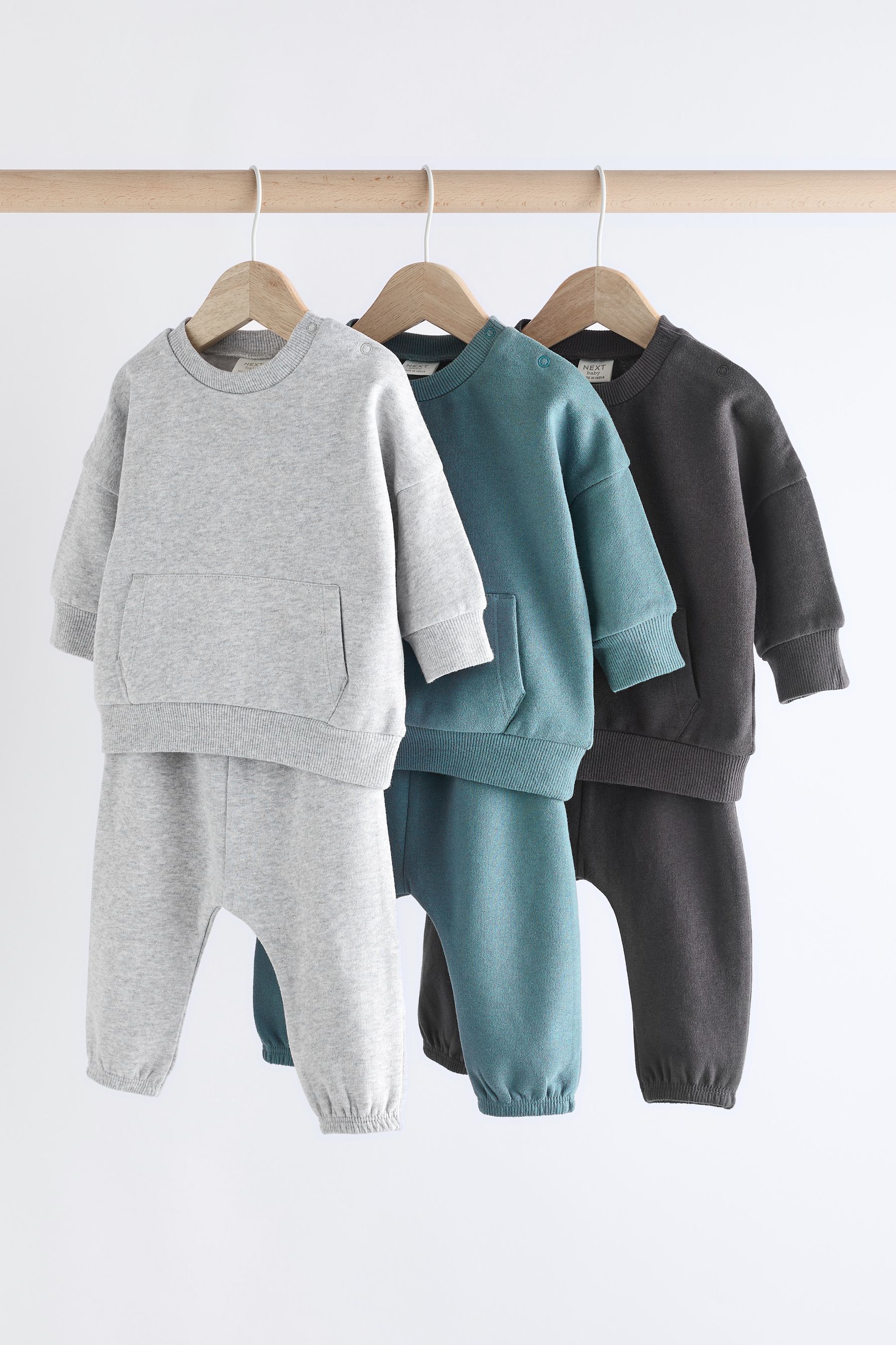 Next Grey Blue Baby Sweatshirt and Joggers Set 6 Pack