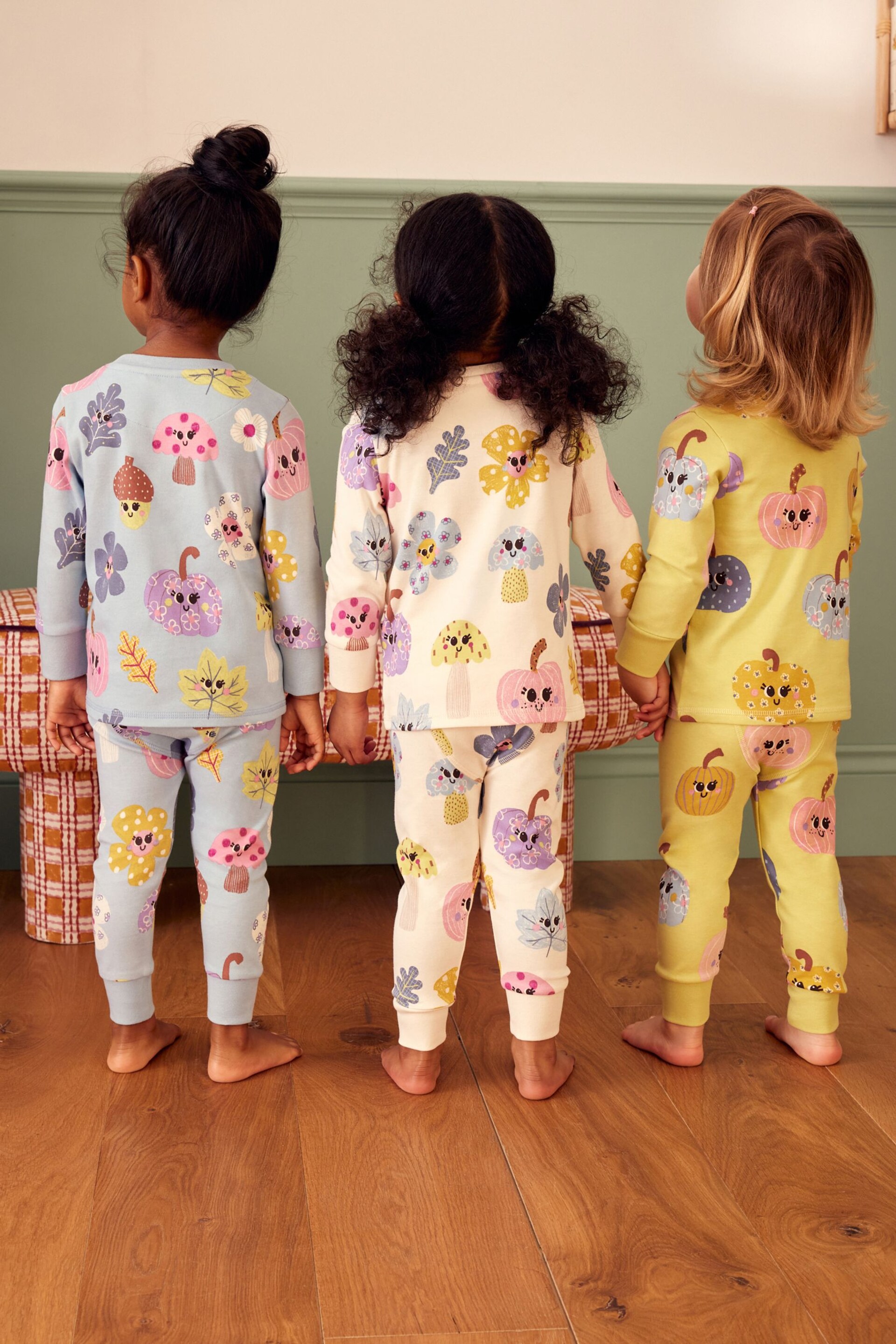 Green/Blue Pumpkin Printed Pyjamas 3 Pack (9mths-12yrs) - Image 2 of 10