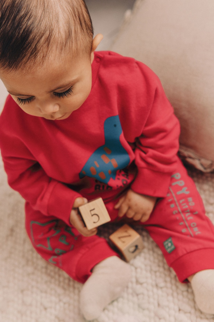 Red Dino Baby Sweatshirt and Joggers Set - Image 2 of 15