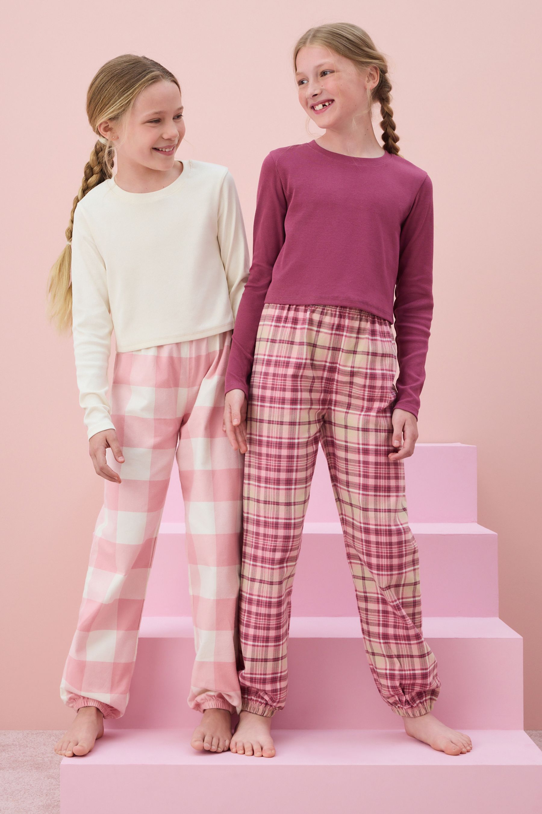 Buy Pink 2 Pack Woven Check Pyjamas 3 16yrs from the Next UK online shop