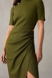 Ro&Zo Green Ribbed Button Detail Split Front Dress - Image 3 of 5