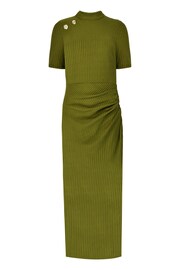 Ro&Zo Green Ribbed Button Detail Split Front Dress - Image 4 of 5