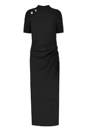 Ro&Zo Ribbed Button Detail Split Front Black Dress - Image 4 of 4