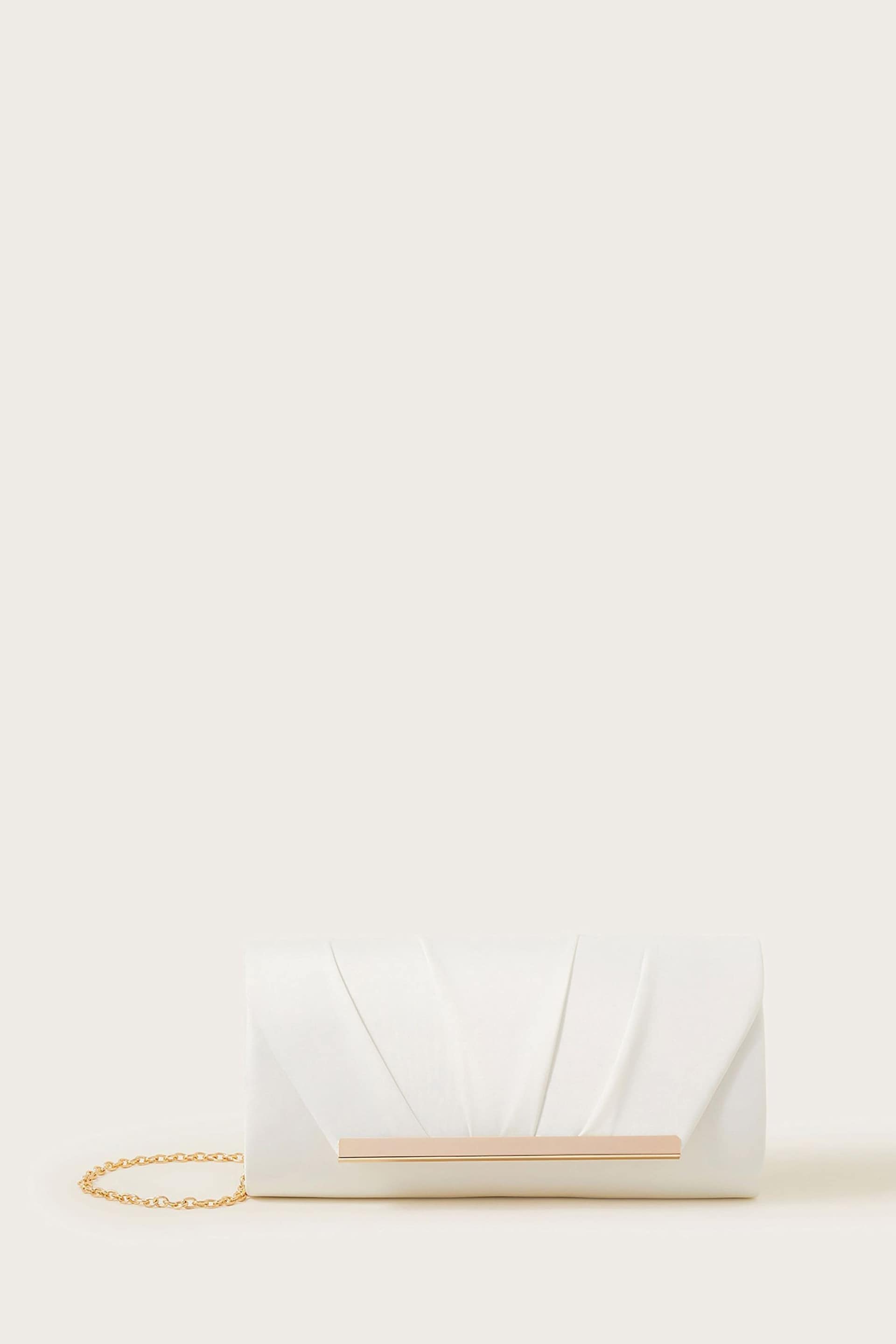 Monsoon White Pleated Clutch Bag - Image 1 of 3