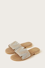Monsoon Gold Leather Beaded Sliders - Image 1 of 3