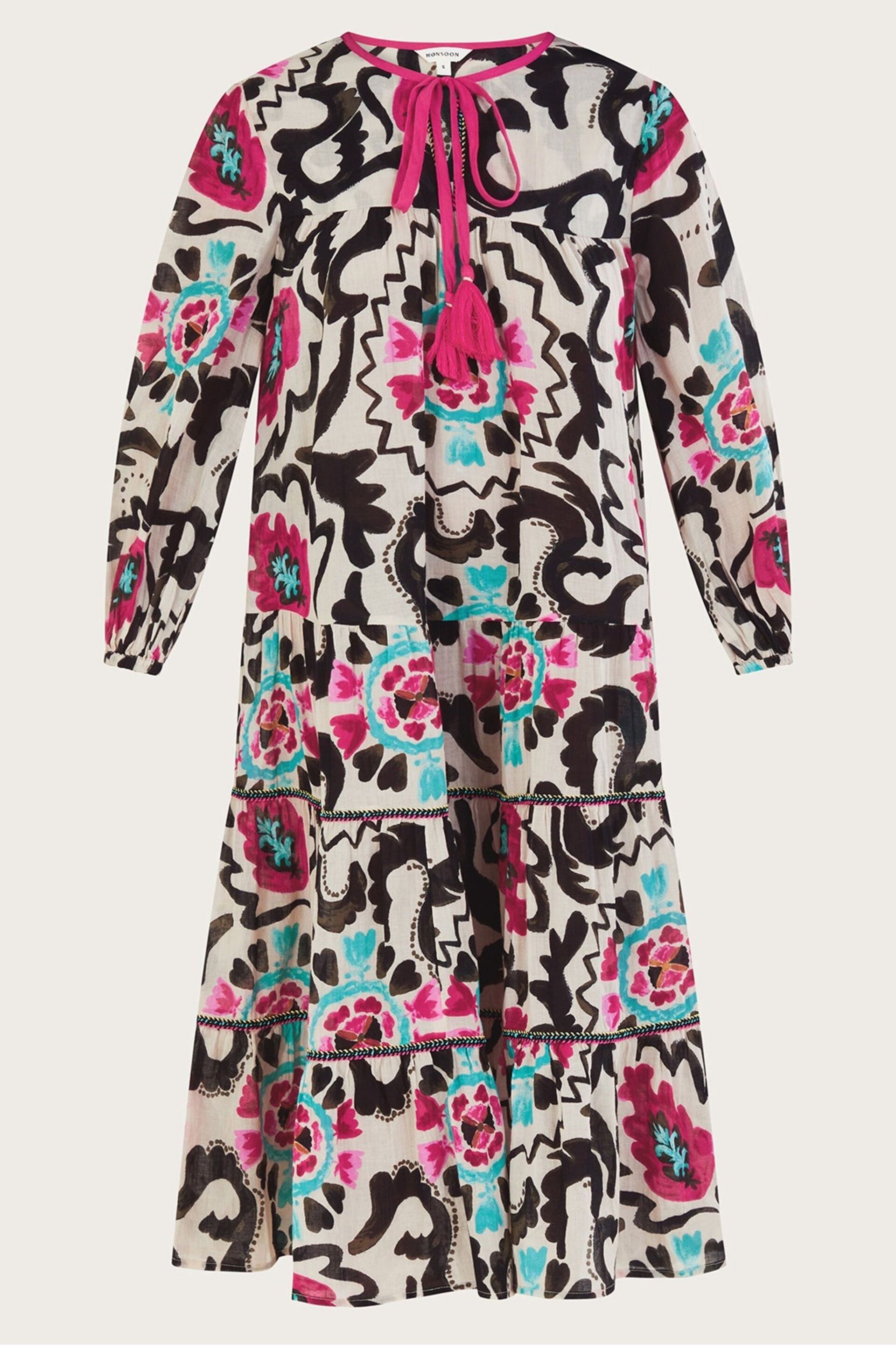 Monsoon Black Print Avelle Kaftan - Image 5 of 5