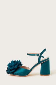 Monsoon Blue Petal Corsage Satin Heel Sandals - Image 2 of 3