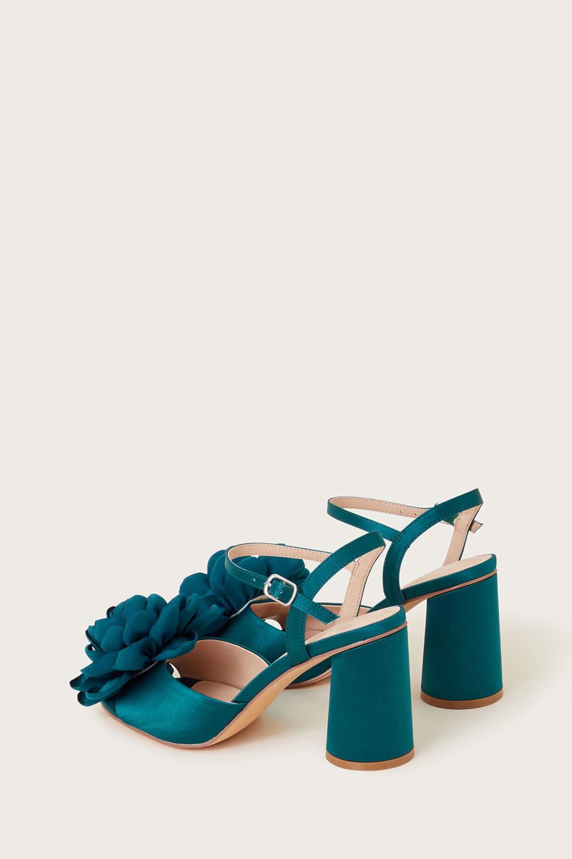 Monsoon Blue Petal Corsage Satin Heel Sandals - Image 3 of 3