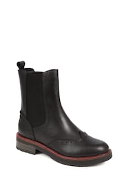 Jones Bootmaker Brogue Detail Leather Chelsea Black Boots - Image 1 of 5