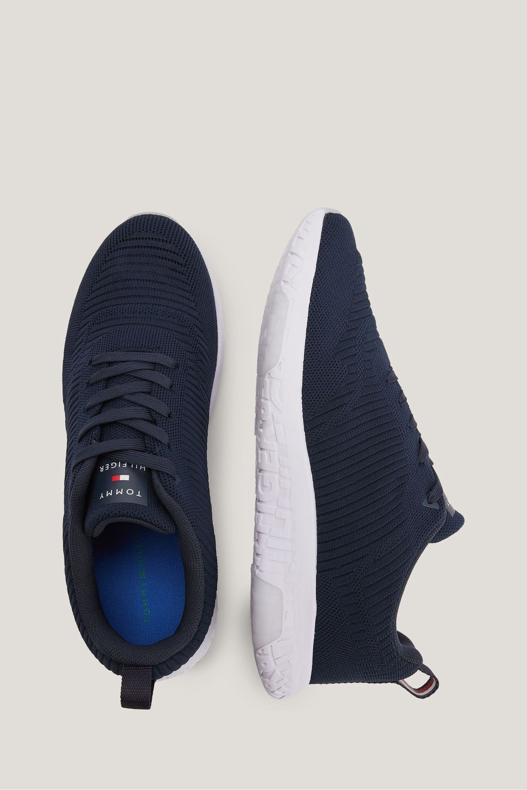 Buy Tommy Hilfiger Blue Corporate Knit Runner Trainers from Next Luxembourg