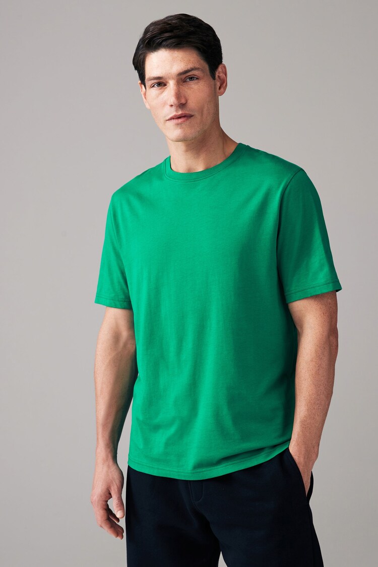 Bright Green Regular Fit Essential Crew Neck 100% Cotton T-Shirt - Image 1 of 7