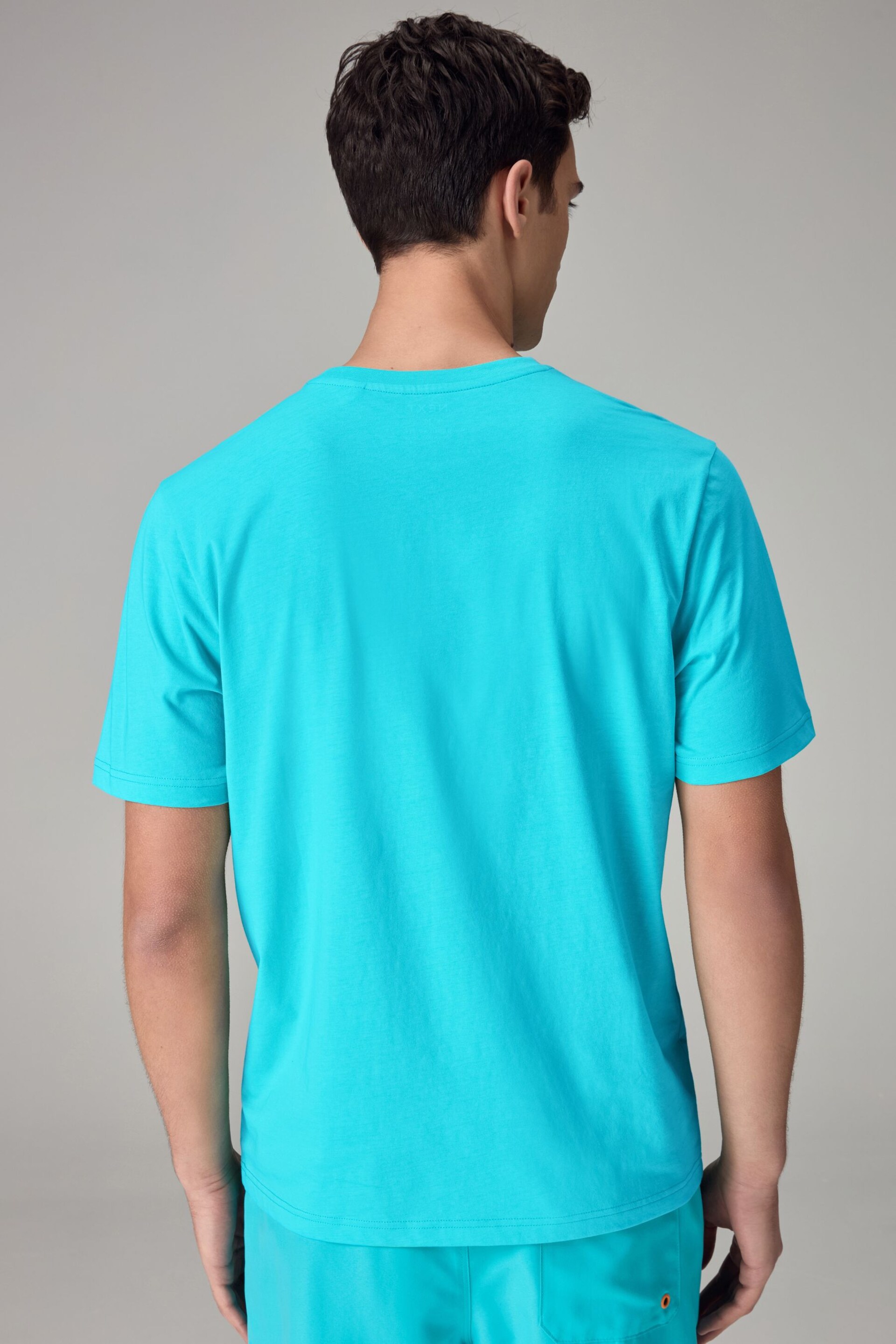 Blue Aqua Regular Fit Essential Crew Neck T-Shirt - Image 3 of 7