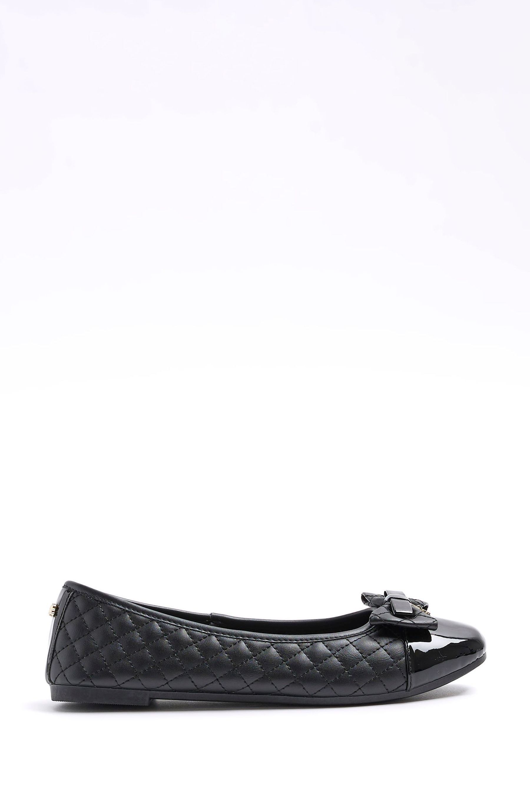Buy River Island Black Bow Quilted Ballet Pumps from Next Luxembourg