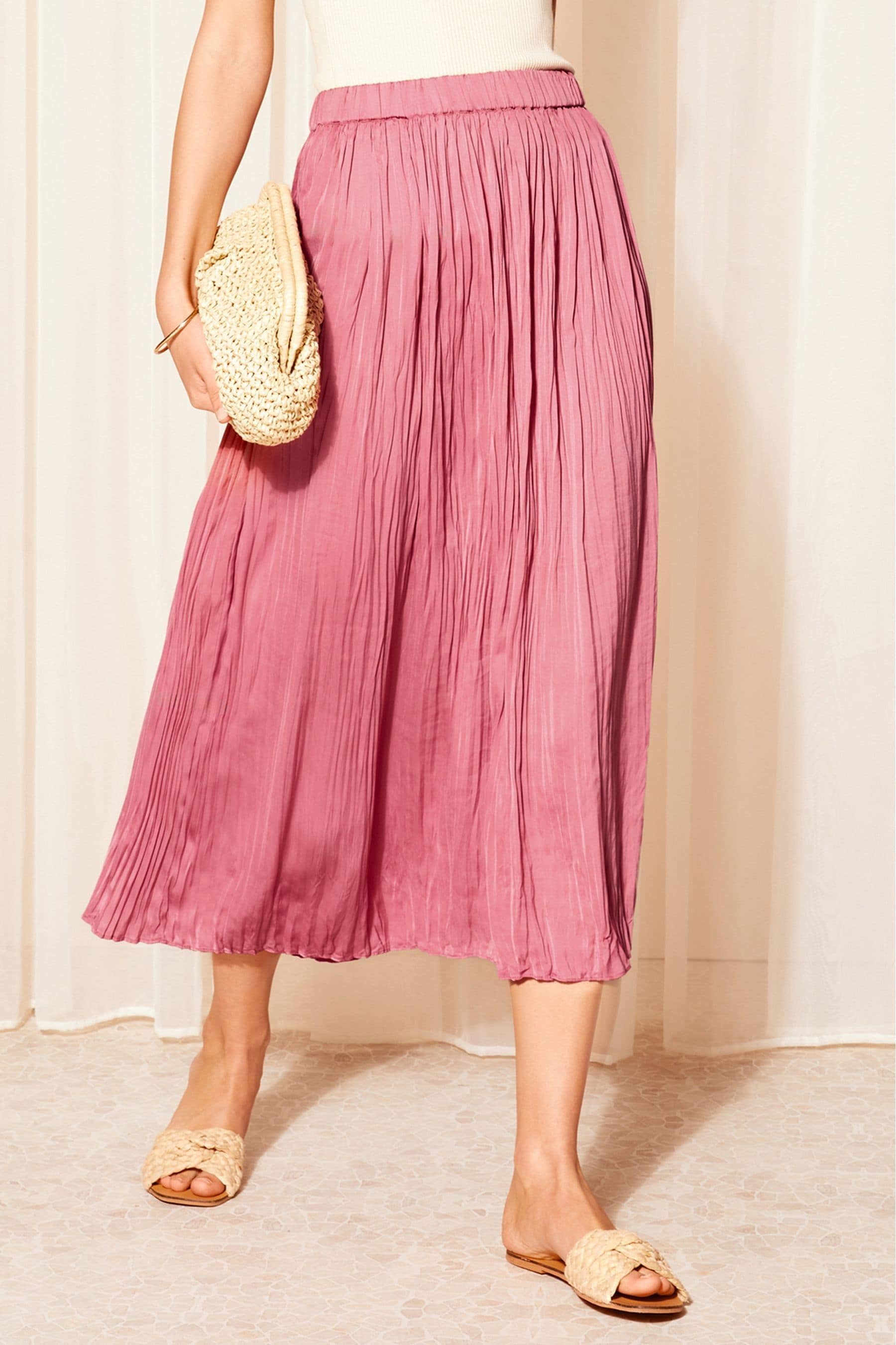 Pink midi skirt uk top