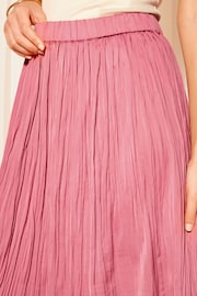 Friends Like These Rose Pink Soft Crinkle Satin Midi Skirt - Image 2 of 4